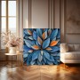 Blaue Blätter mit Orange Akzenten