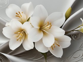 Weiße Lilien auf Silber