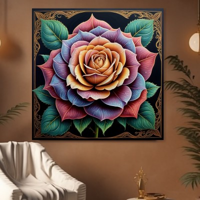 Prächtige Rose mit Ornamentrahmen