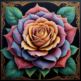 Prächtige Rose mit Ornamentrahmen