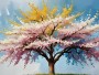 Blühender Baum in Pastellfarben