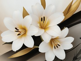 Weiße Lilien in edlem Gold