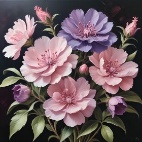 Zarte Blüten in Rosa und Violett
