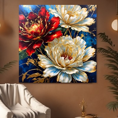 Elegante Blüten in Rot, Weiß und Gold