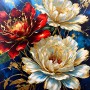 Elegante Blüten in Rot, Weiß und Gold