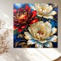 Elegante Blüten in Rot, Weiß und Gold