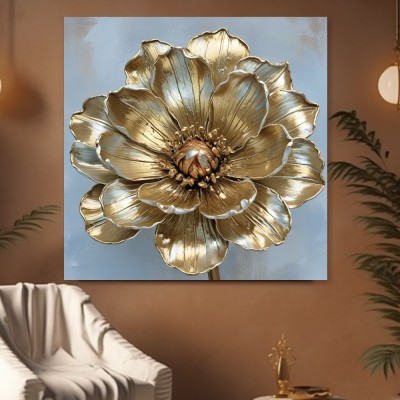 Goldene Blüte auf zartem Blau