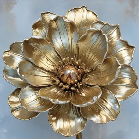 Goldene Blüte auf zartem Blau