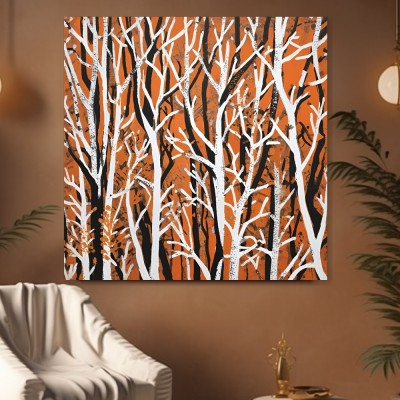 Abstrakter Birkenwald in Orange