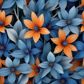 Blaue und orange Blütenpracht