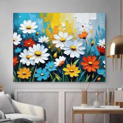 Bunte Margeriten in Strukturmalerei