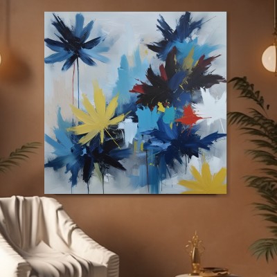 Abstrakte Blüten in Blau und Gelb