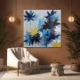 Abstrakte Blüten in Blau und Gelb