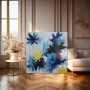 Abstrakte Blüten in Blau und Gelb