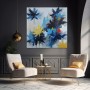 Abstrakte Blüten in Blau und Gelb