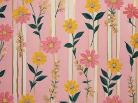 Florales Muster in Rosa und Gelb