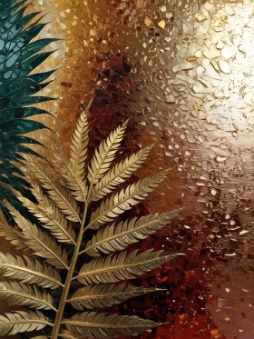 Goldene Farnblätter auf Struktur