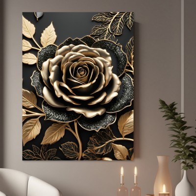 Goldene Rose auf Schwarz