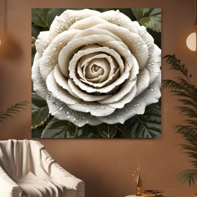 Weiße Rose mit Tautropfen