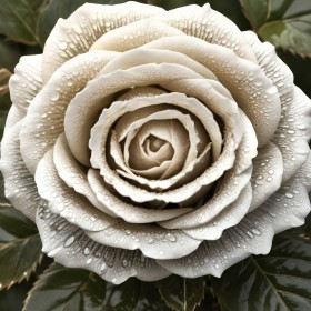 Weiße Rose mit Tautropfen