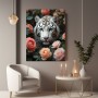 Weißer Tiger in Rosen