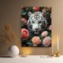 Weißer Tiger in Rosen