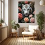 Weißer Tiger in Rosen