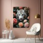 Weißer Tiger in Rosen