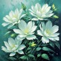 Weiße Blüten in Türkisgrün