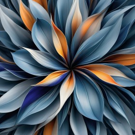 Elegante Blütenblätter in Blau und Orange