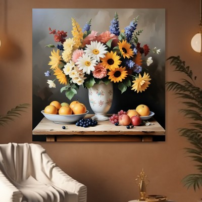 Blumenstillleben mit Früchten