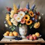 Blumenstillleben mit Früchten