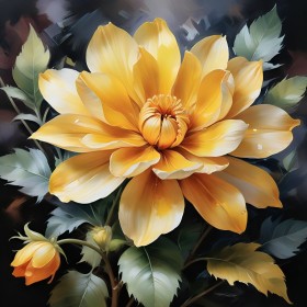 Goldene Blüte auf dunklem Grund