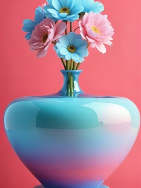 Pastellblüten in Türkisvase