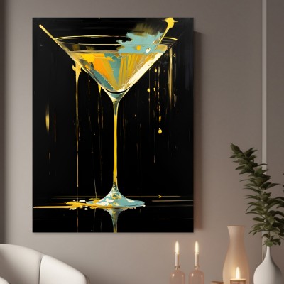Cocktailglas in Gold und Türkis
