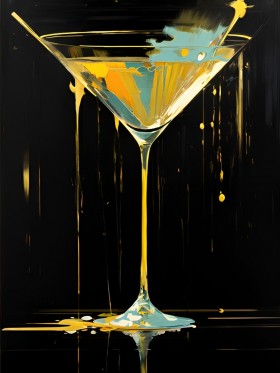 Cocktailglas in Gold und Türkis