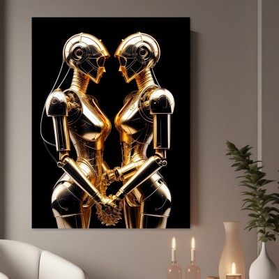 Goldene Roboter im Dialog