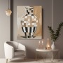 Schachbrett Vase in Beige und Schwarz