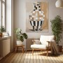 Schachbrett Vase in Beige und Schwarz