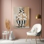 Schachbrett Vase in Beige und Schwarz