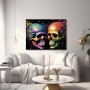 Farbenfrohe Totenköpfe im Pop-Art-Stil