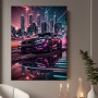 Neon Sportwagen in futuristischer Stadt