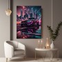 Neon Sportwagen in futuristischer Stadt