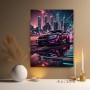 Neon Sportwagen in futuristischer Stadt