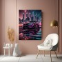 Neon Sportwagen in futuristischer Stadt