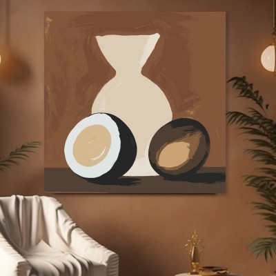 Stillleben mit Vase und Kokosnuss
