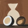 Stillleben mit Vase und Kokosnuss