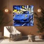 Blauer Sportwagen bei Nacht