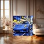Blauer Sportwagen bei Nacht