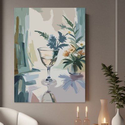 Stillleben mit Glas und Blumen